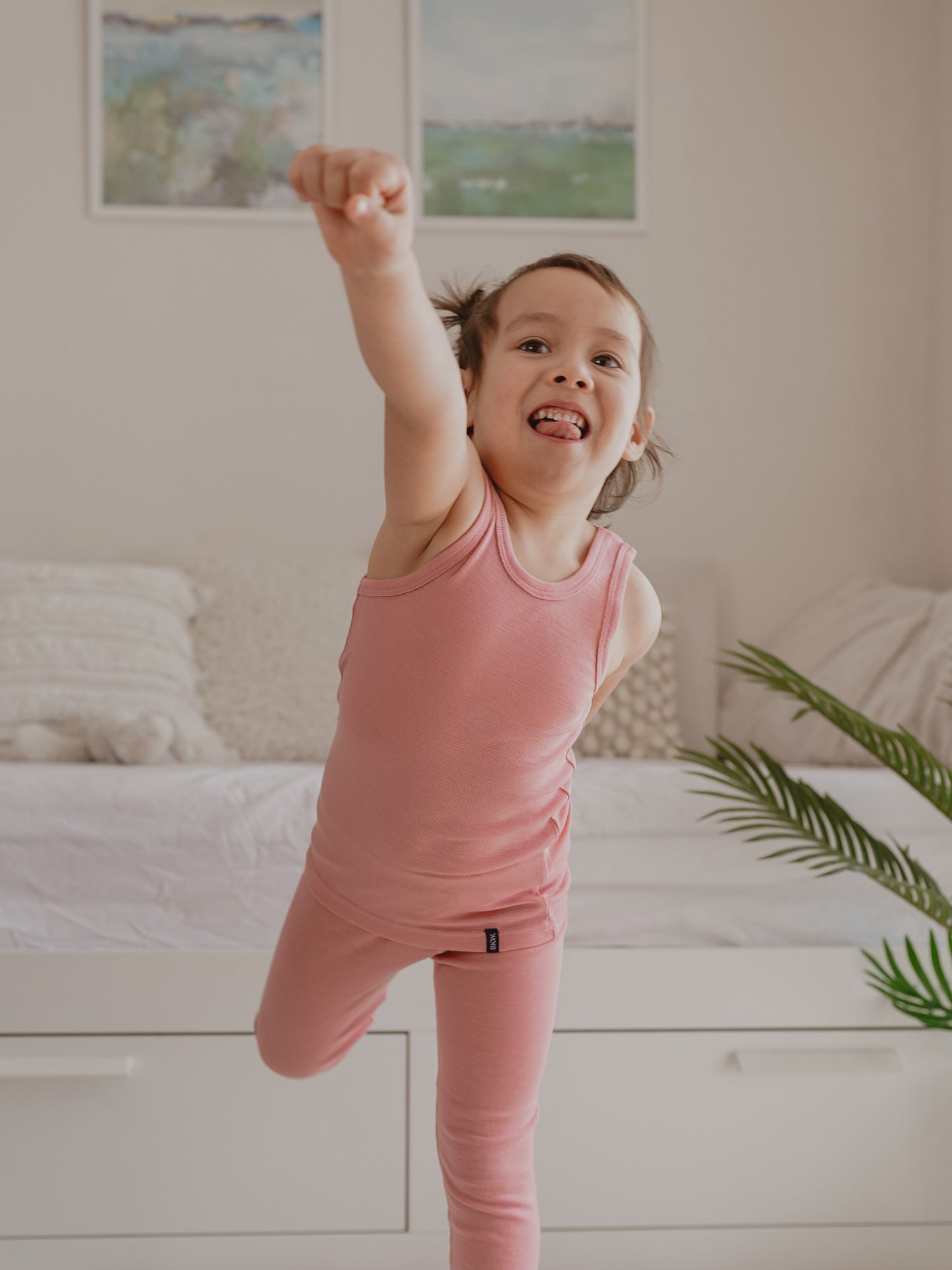 Organic Merino Wool Full Length Kids Pyjama Pants - Pink
