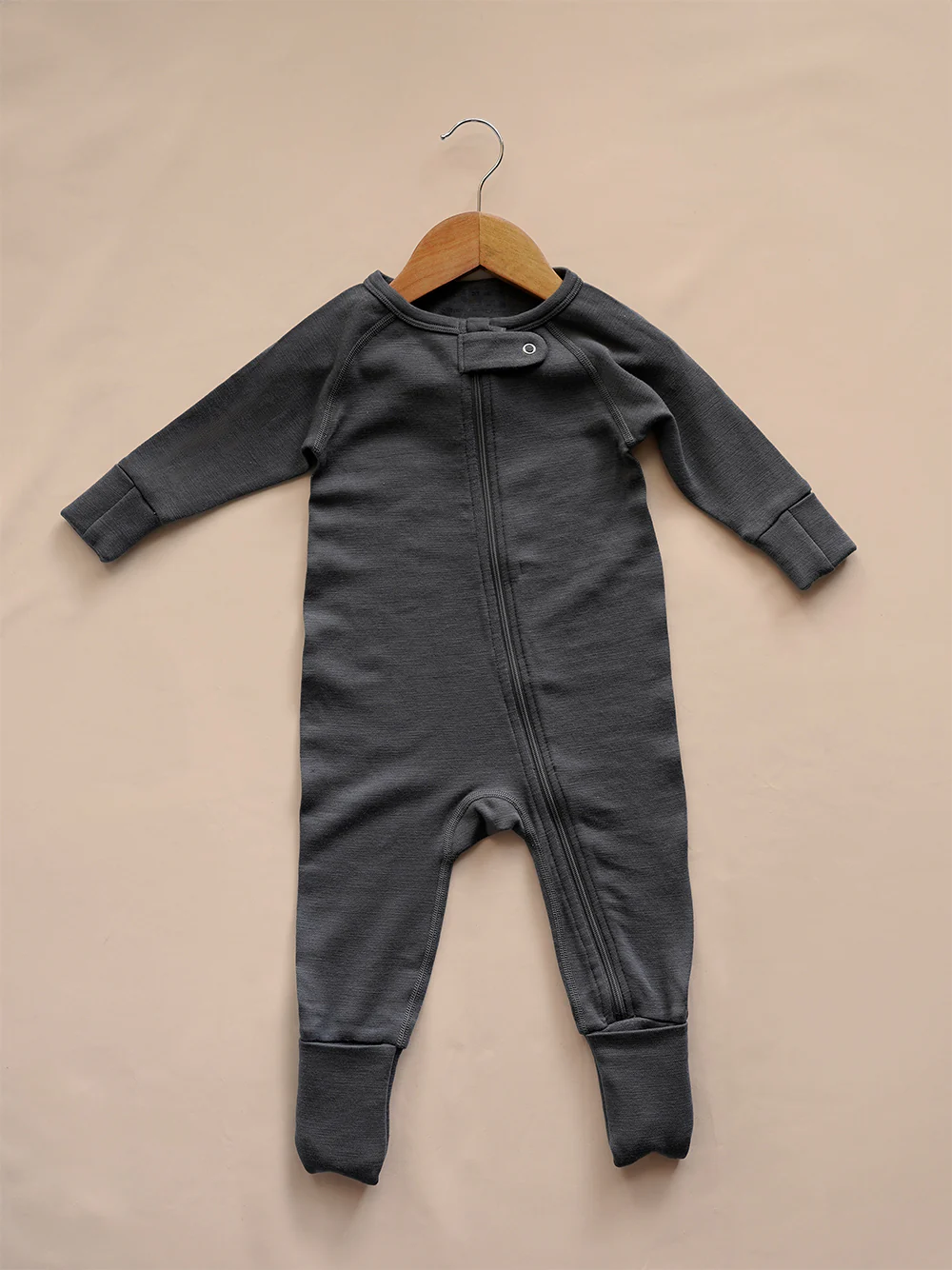 Organic Merino Wool Long Sleeve Baby Onesie