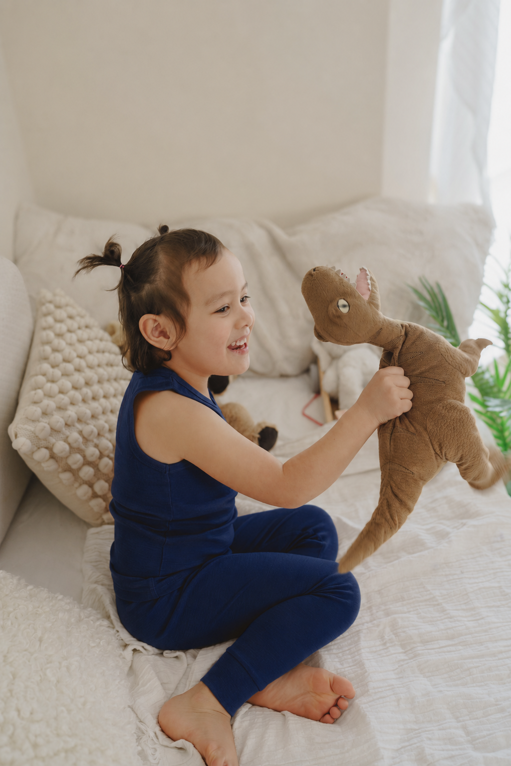 Organic Merino Wool Full Length Kids Pyjama Pants - Navy