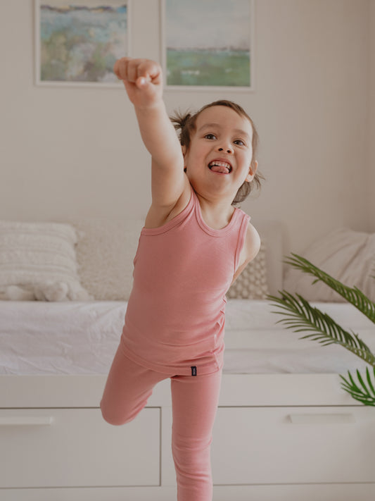 Secondary image for Organic Merino Wool Full Length Kids Pyjama Pants - Pink