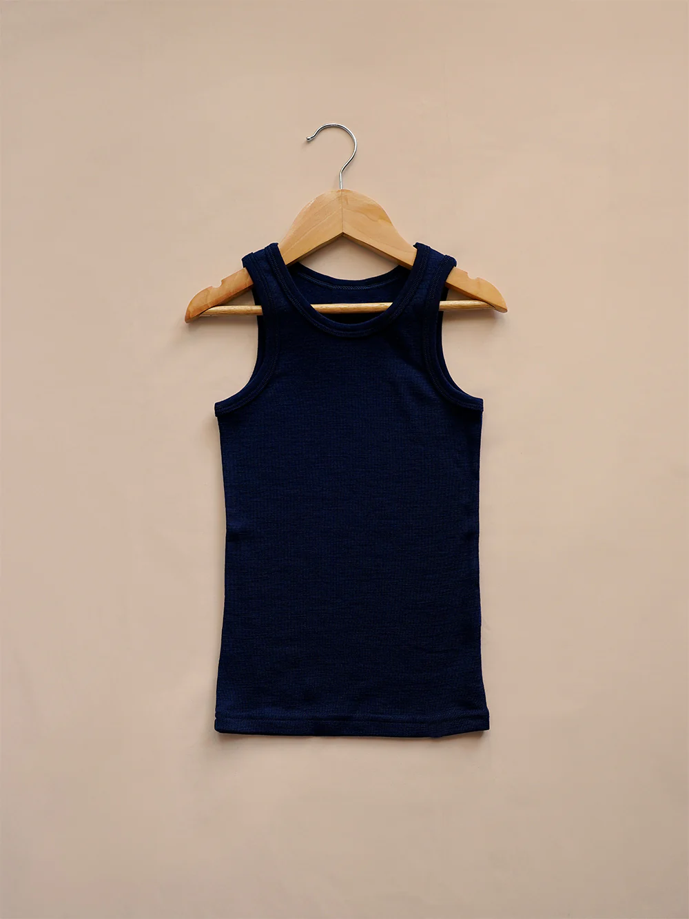 Organic Merino Wool Baby and Kid Singlet for Layering - Navy