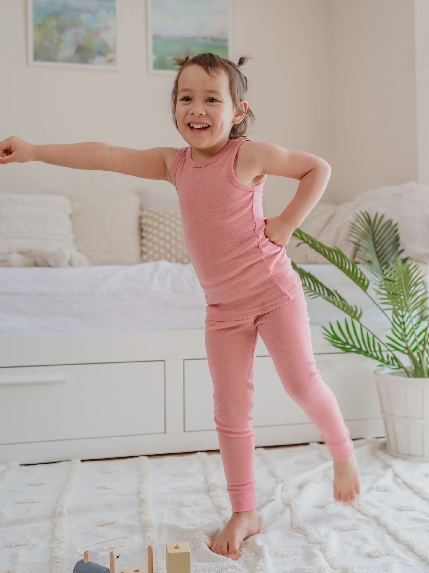 Organic Merino Baby Singlet for Layering - Pink