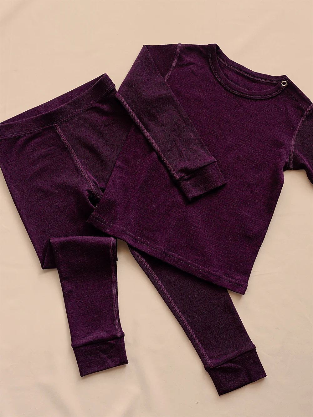 Organic Merino Wool Kids Full Length Pyjama Set - Plum