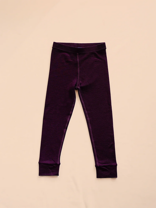 Organic Merino Wool Full Length Kids Pyjama Pants - Plum