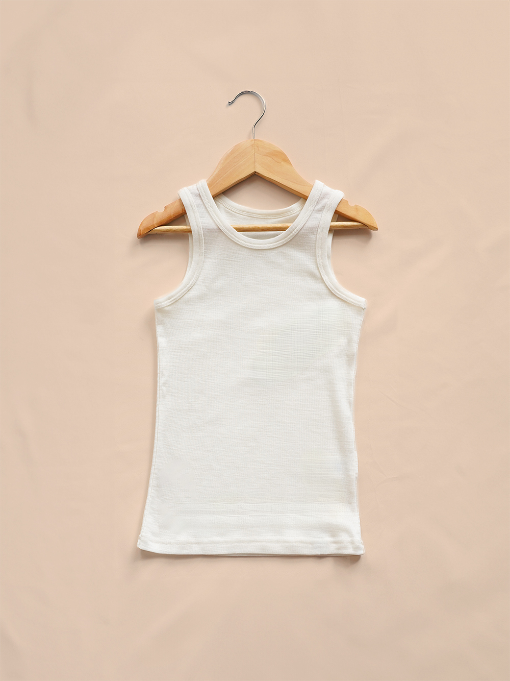 Organic Merino Wool Baby and Kid Singlet for Layering - White