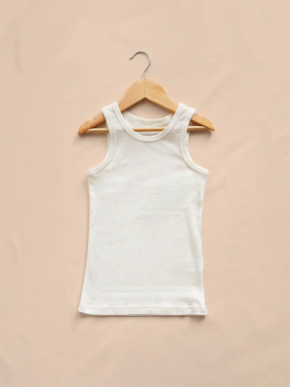 Organic Merino Wool Baby and Kid Singlet for Layering - White